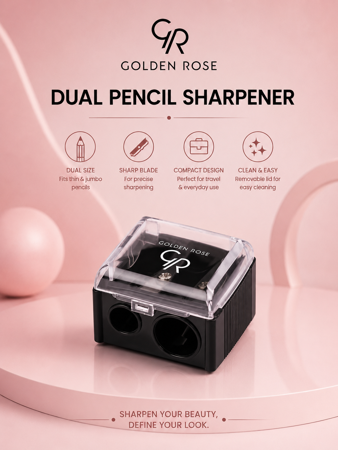 31ED8796-4FB9-4602-8C90-F29B301A2EBA Golden Rose Pencil sharpener - Image 1